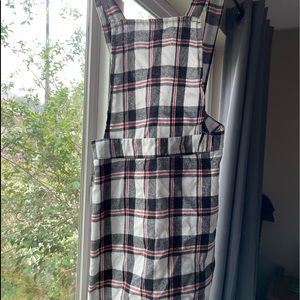 Plaid overall dress